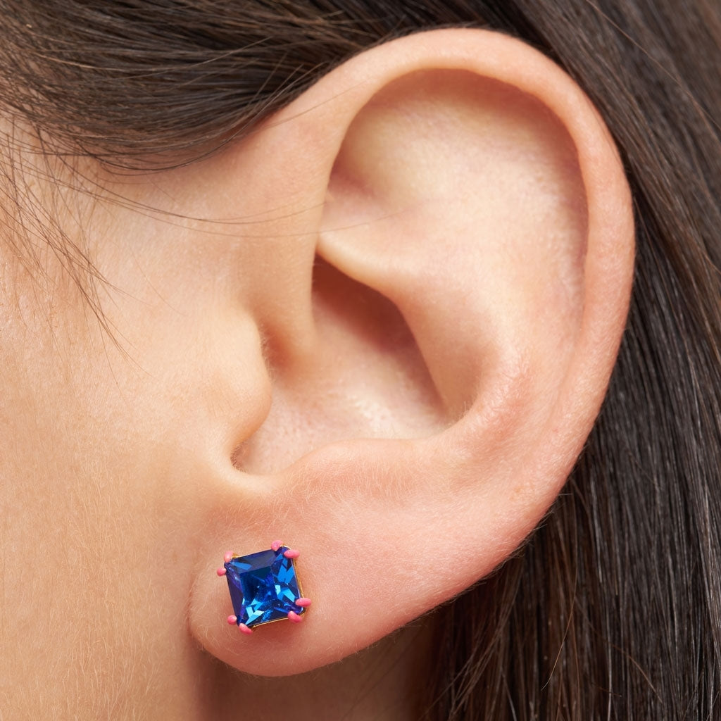 LULU Copenhagen Gala Crystal Bling earring 1 pcs Ear stud, 1 pcs Capri Blue/Pink