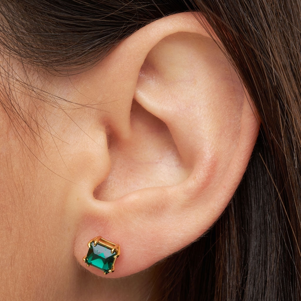 LULU Copenhagen Gala Crystal Bling earring 1 pcs Ear stud, 1 pcs Emerald/Gold Plated