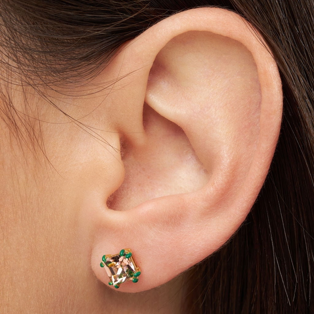 LULU Copenhagen Gala Crystal Bling earring 1 pcs Ear stud, 1 pcs Vintage Rose/Green