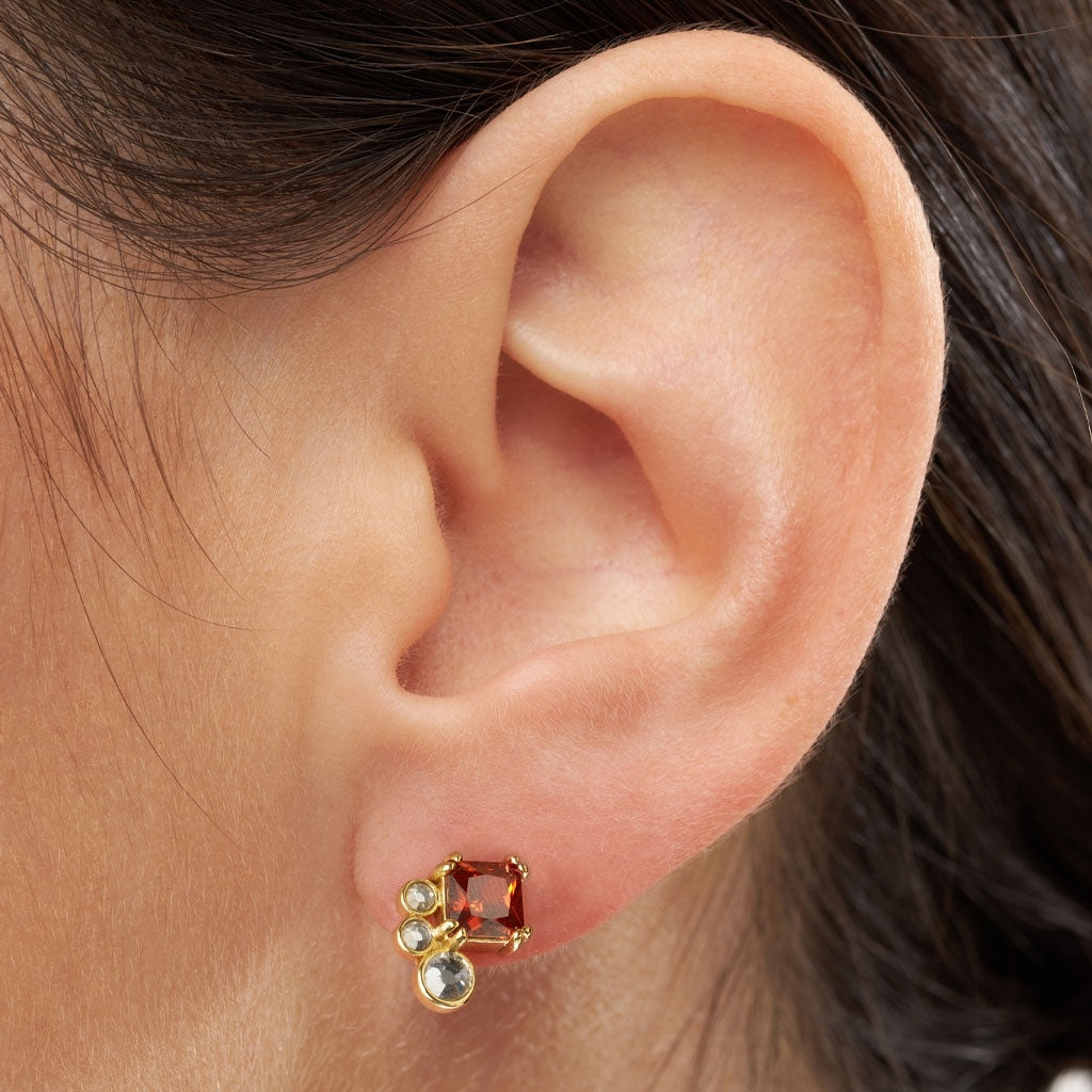 LULU Copenhagen Gala Red Bling Left earring 1 pcs Ear stud, 1 pcs Gold plated