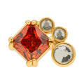 Gala Red Bling Right earring 1 pcs - Gold plated