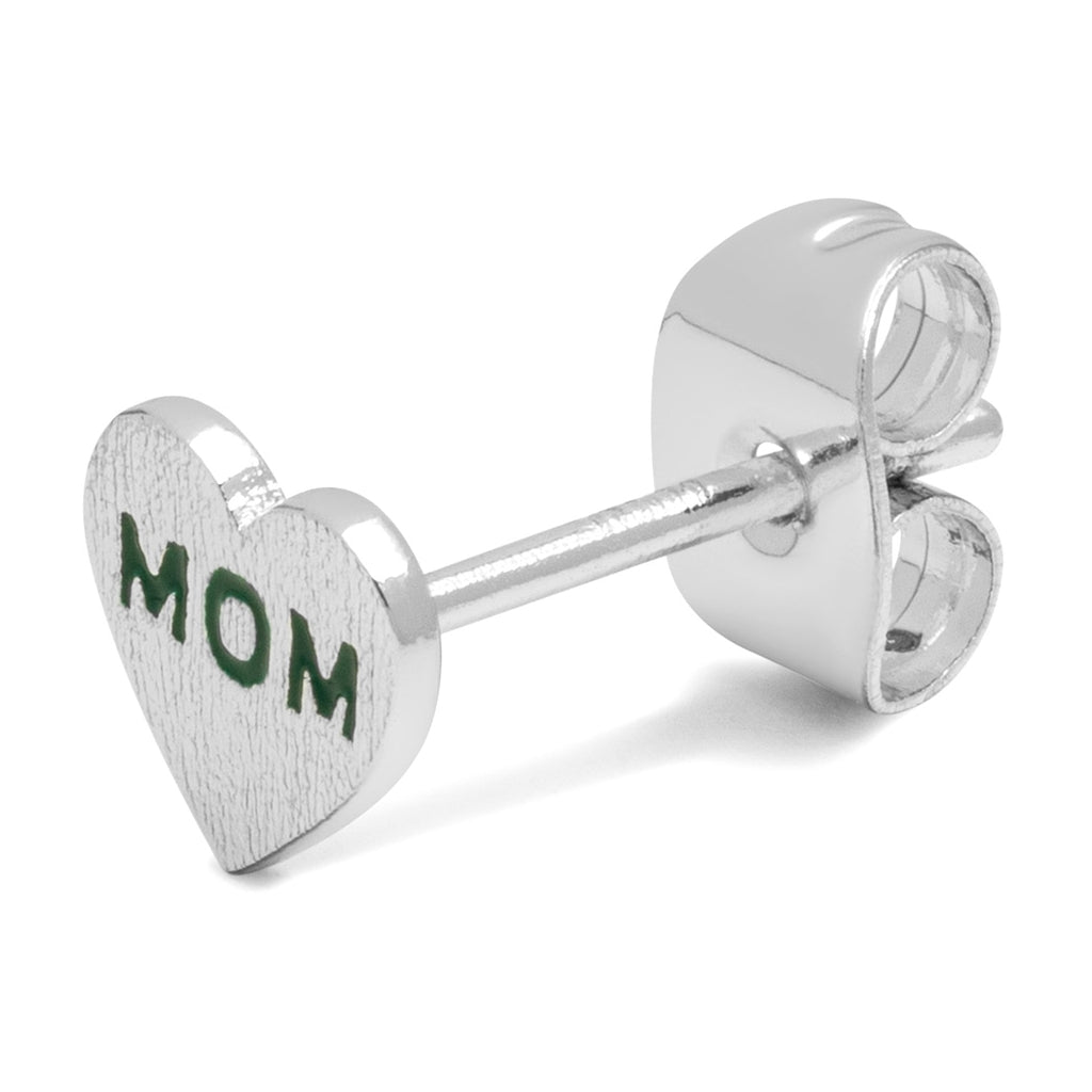 LULU Copenhagen Heart Mom earring 1 pcs silver plated Ear stud, 1 pcs Green