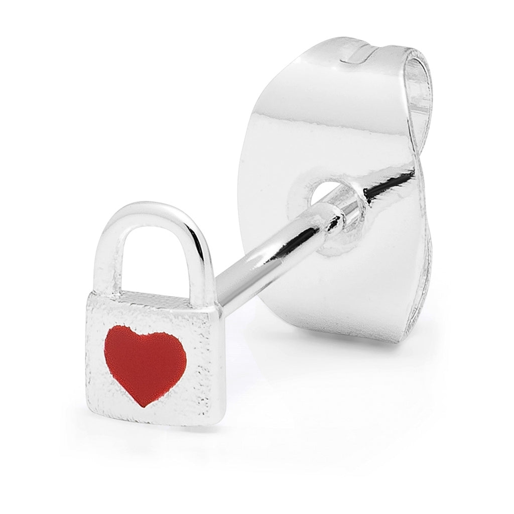 LULU Copenhagen Love Lock earring 1 pcs Ear stud, 1 pcs Silver Plated