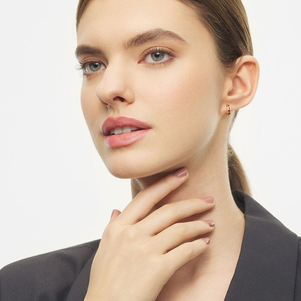 LULU Copenhagen Love Repeat hoops pair - gold plated Hoops Dusty Peach