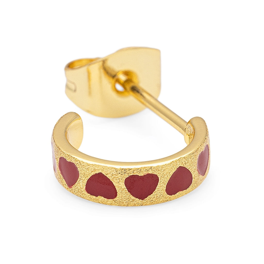 LULU Copenhagen Love Repeat hoops pair - gold plated Hoops Passion Red