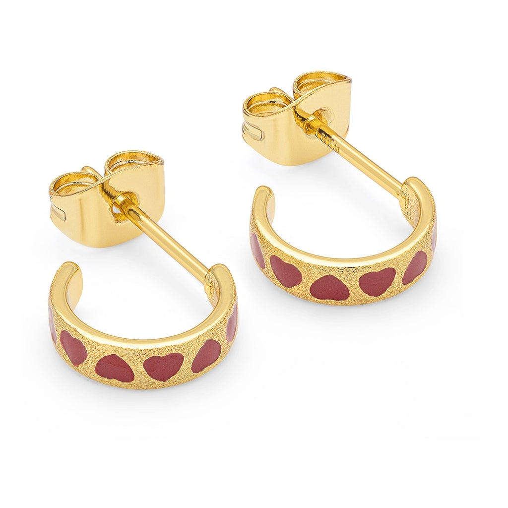 LULU Copenhagen Love Repeat hoops pair - gold plated Hoops Passion Red