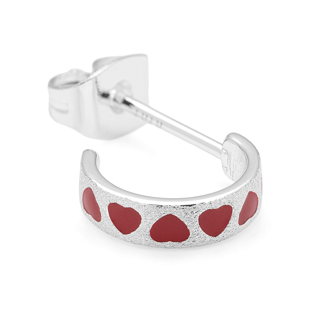 LULU Copenhagen Love Repeat hoops pair - silver plated Hoops Passion Red