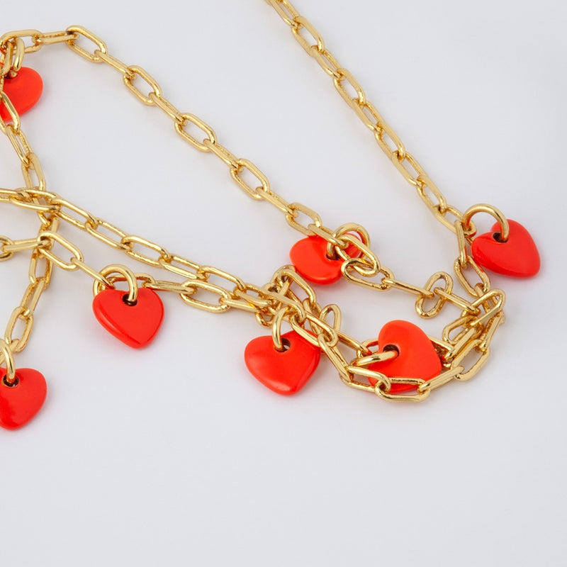 LULU Copenhagen Love U Necklace gold plated Necklaces Lipstick Red