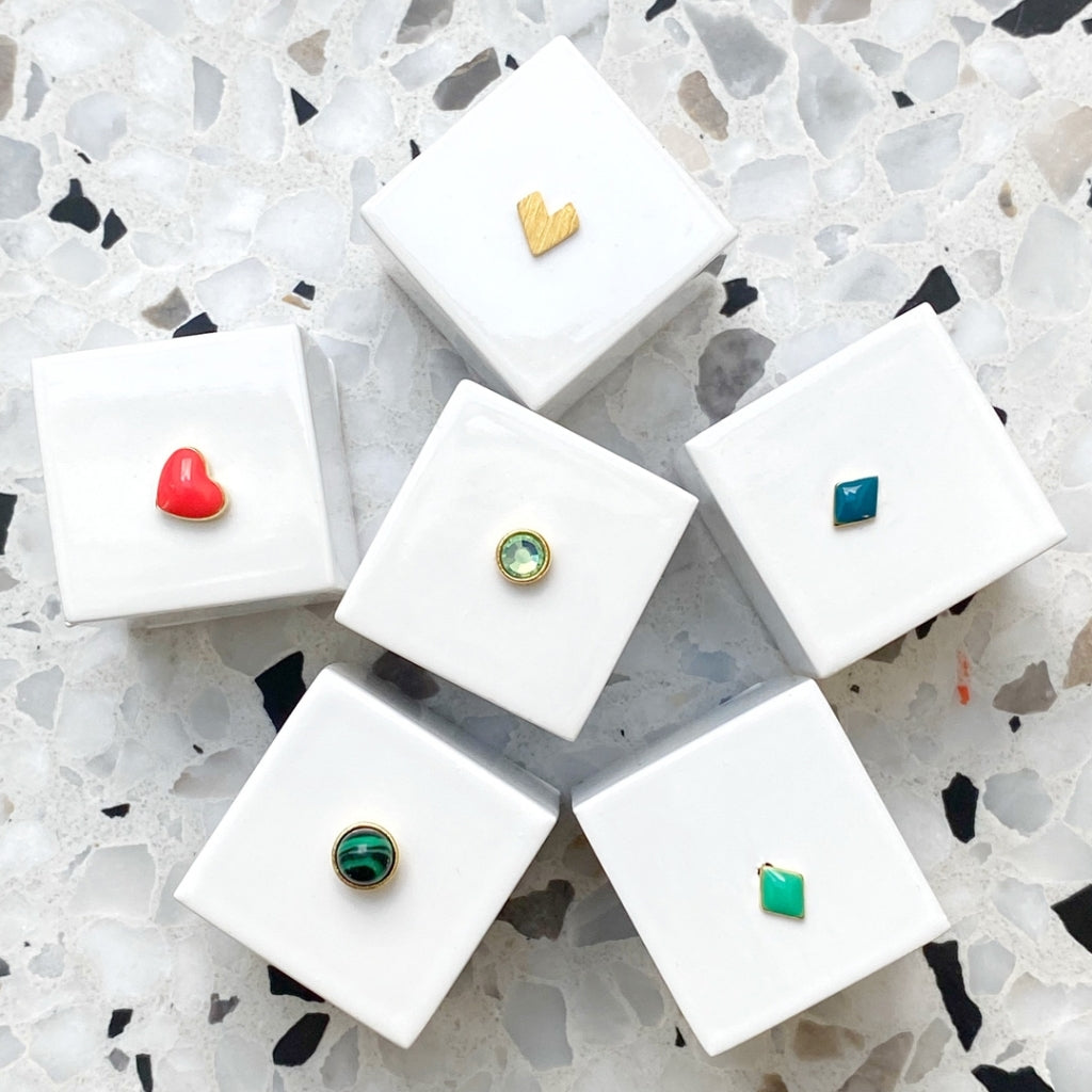 LULU Copenhagen Natural Stone earring 1 pcs Ear stud, 1 pcs Green