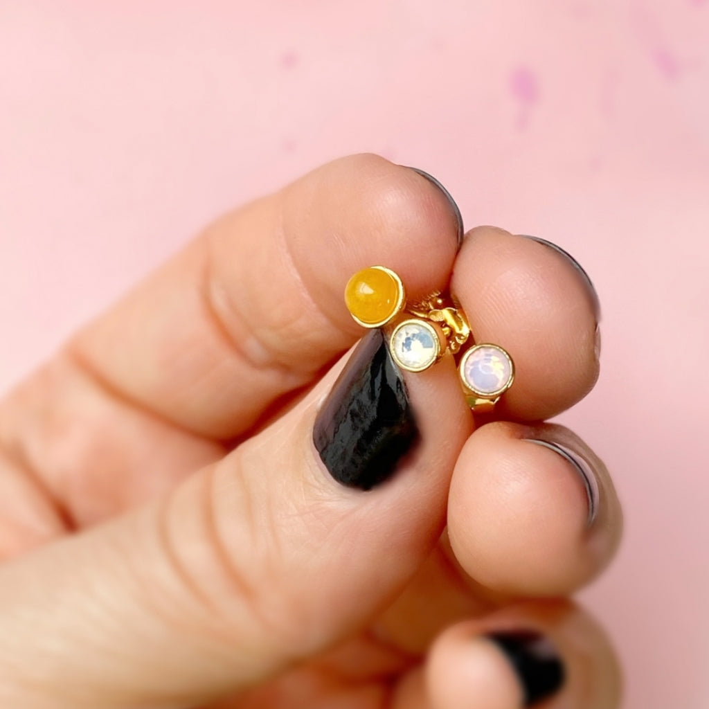 LULU Copenhagen Natural Stone earring 1 pcs Ear stud, 1 pcs Yellow