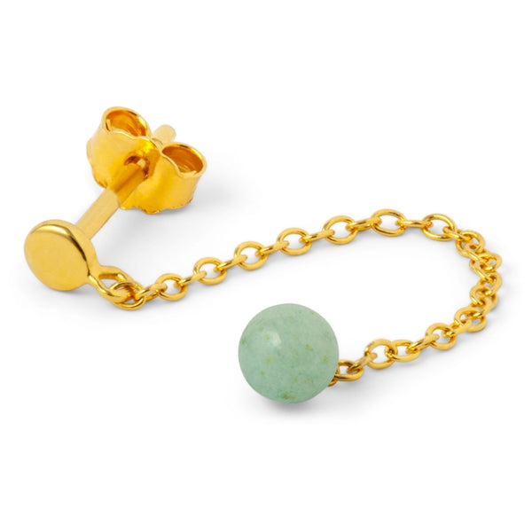 LULU Copenhagen Natural Stone Chain 1 pcs Ear stud, 1 pcs Light Green