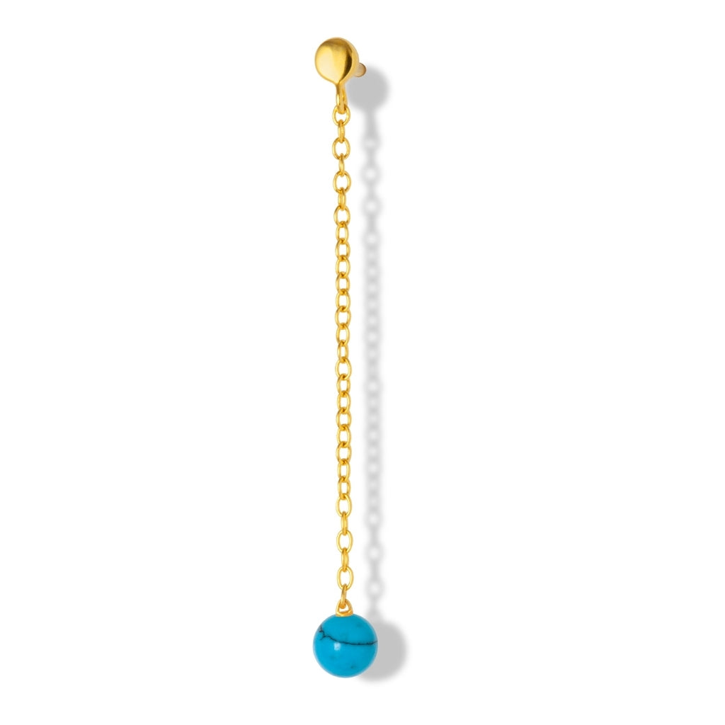 LULU Copenhagen Natural Stone Chain earring 1 pcs Ear stud, 1 pcs Turquoise
