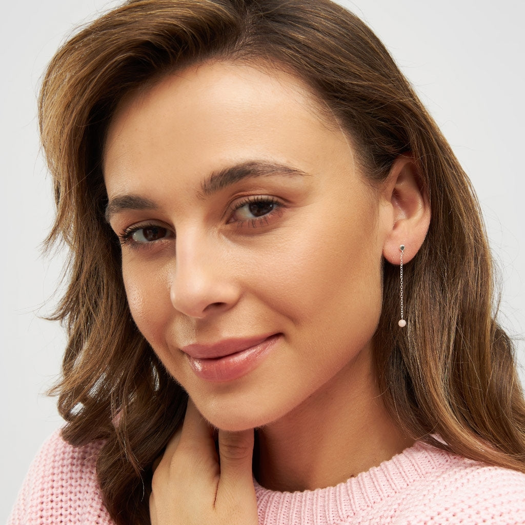 LULU Copenhagen Natural Stone Chain earring 1 pcs Ear stud, 1 pcs Rose