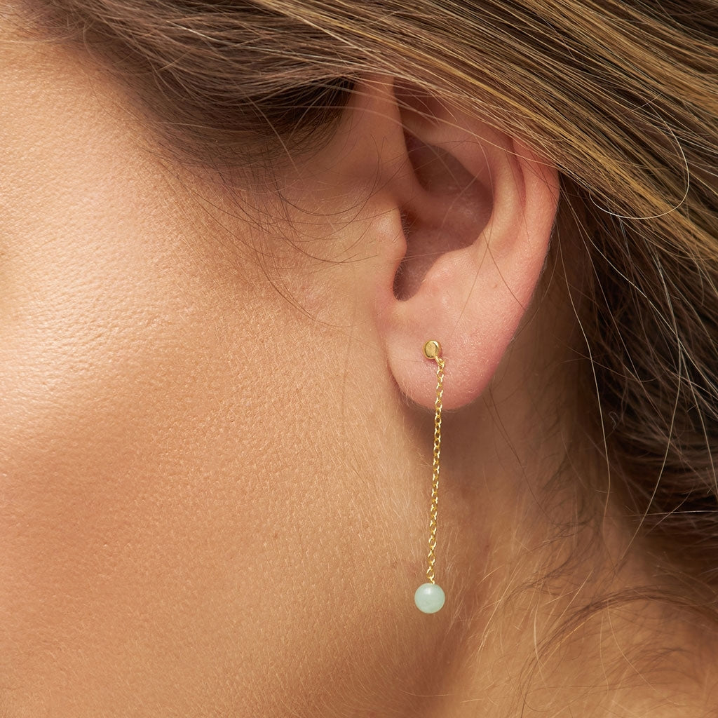 LULU Copenhagen Natural Stone Chain earring 1 pcs Ear stud, 1 pcs Light Green