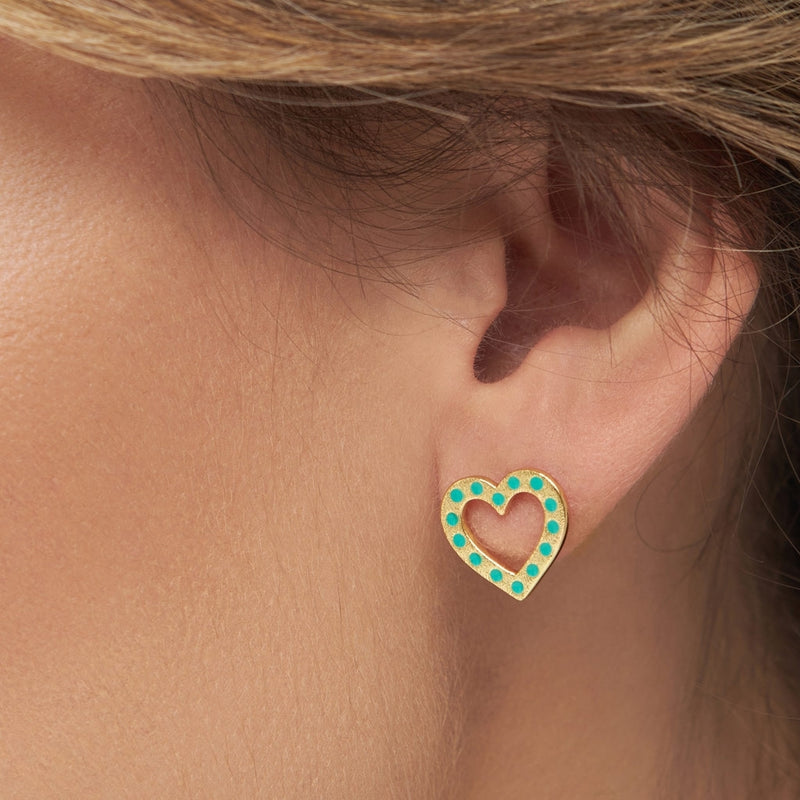 LULU Copenhagen OMG Heart 1 gold plated Ear stud, 1 pcs Light Green