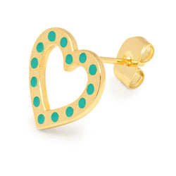 LULU Copenhagen OMG Heart 1 gold plated Ear stud, 1 pcs Light Green