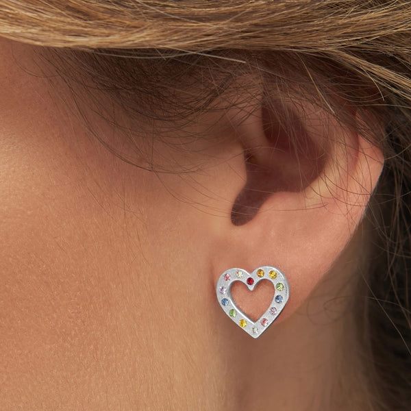 LULU Copenhagen OMG Heart 1 pcs silver plated Ear stud, 1 pcs Rainbow