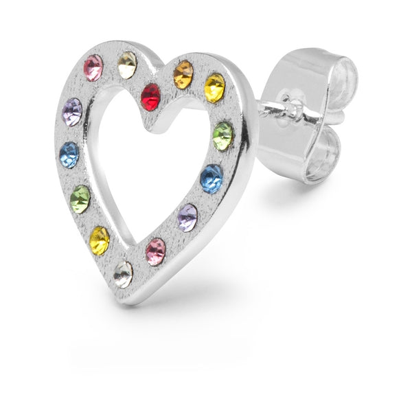 LULU Copenhagen OMG Heart 1 pcs silver plated Ear stud, 1 pcs Rainbow