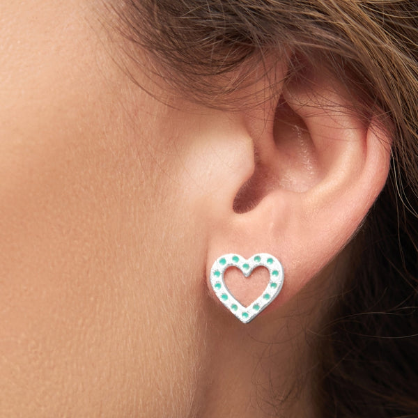 LULU Copenhagen OMG Heart 1 pcs silver plated Ear stud, 1 pcs Light Green