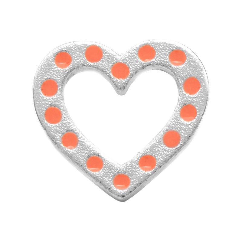 LULU Copenhagen OMG Heart 1 pcs silver plated Ear stud, 1 pcs Orange/Coral