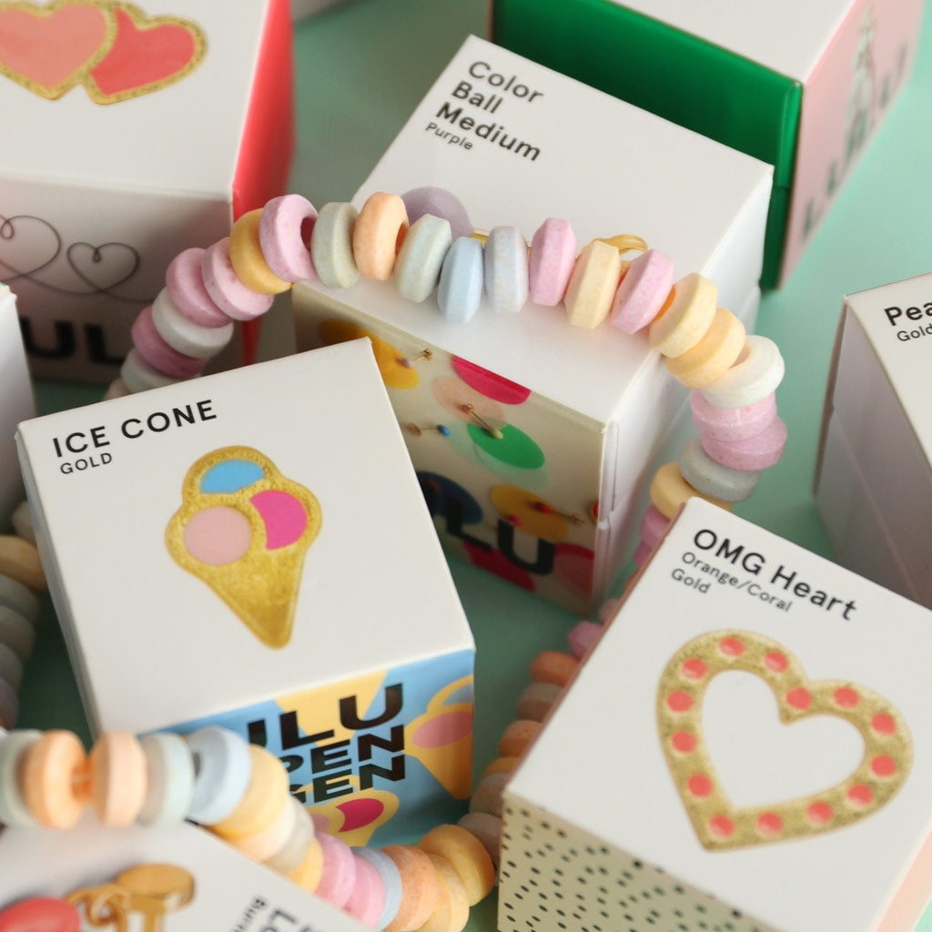 LULU Copenhagen OMG Heart earring 1 gold plated Ear stud, 1 pcs Orange/Coral