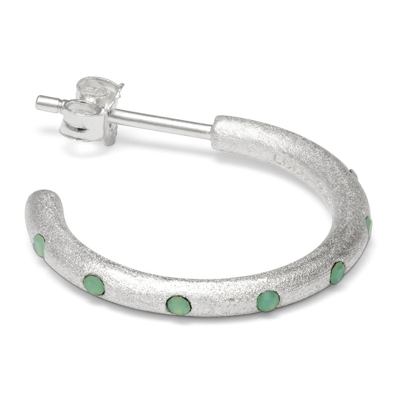 LULU Copenhagen OMG Hoops Medium pair silver plated Hoops Light Green