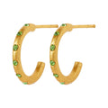 OMG Hoops Small pair gold plated - Crystal Green