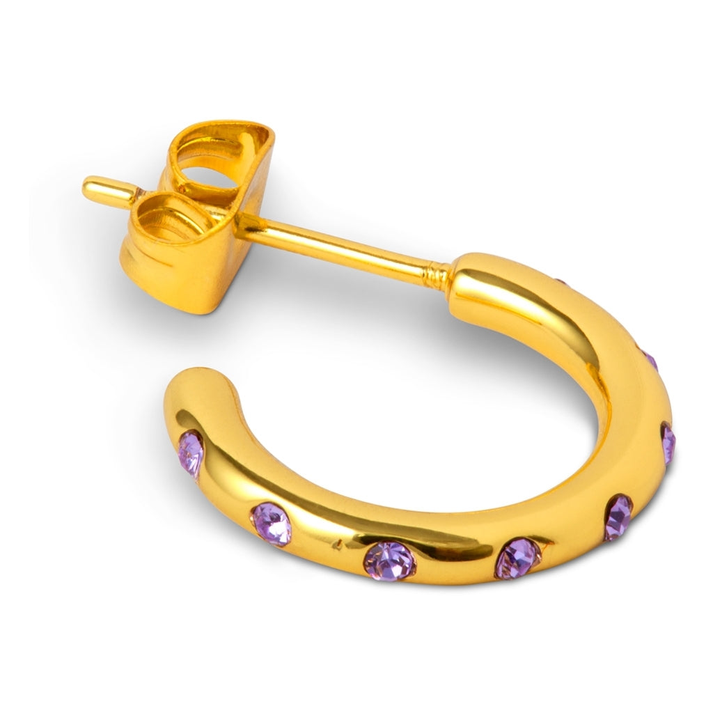 LULU Copenhagen OMG Hoops Small pair gold plated Hoops Violet