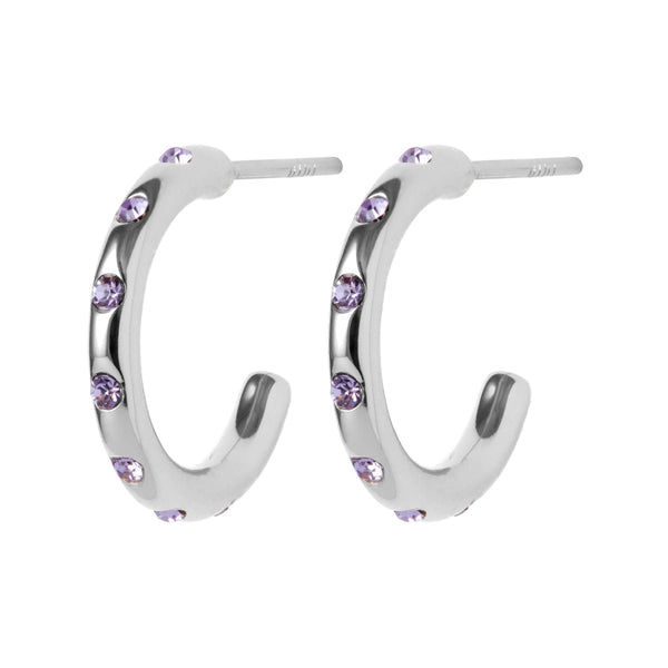 LULU Copenhagen OMG Hoops Small pair silver plated Hoops Violet