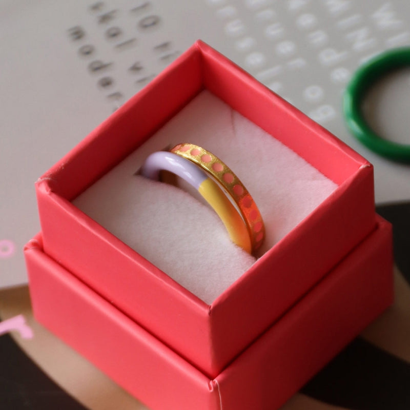 LULU Copenhagen Pattern Ring gold plated Rings Burnt Coral