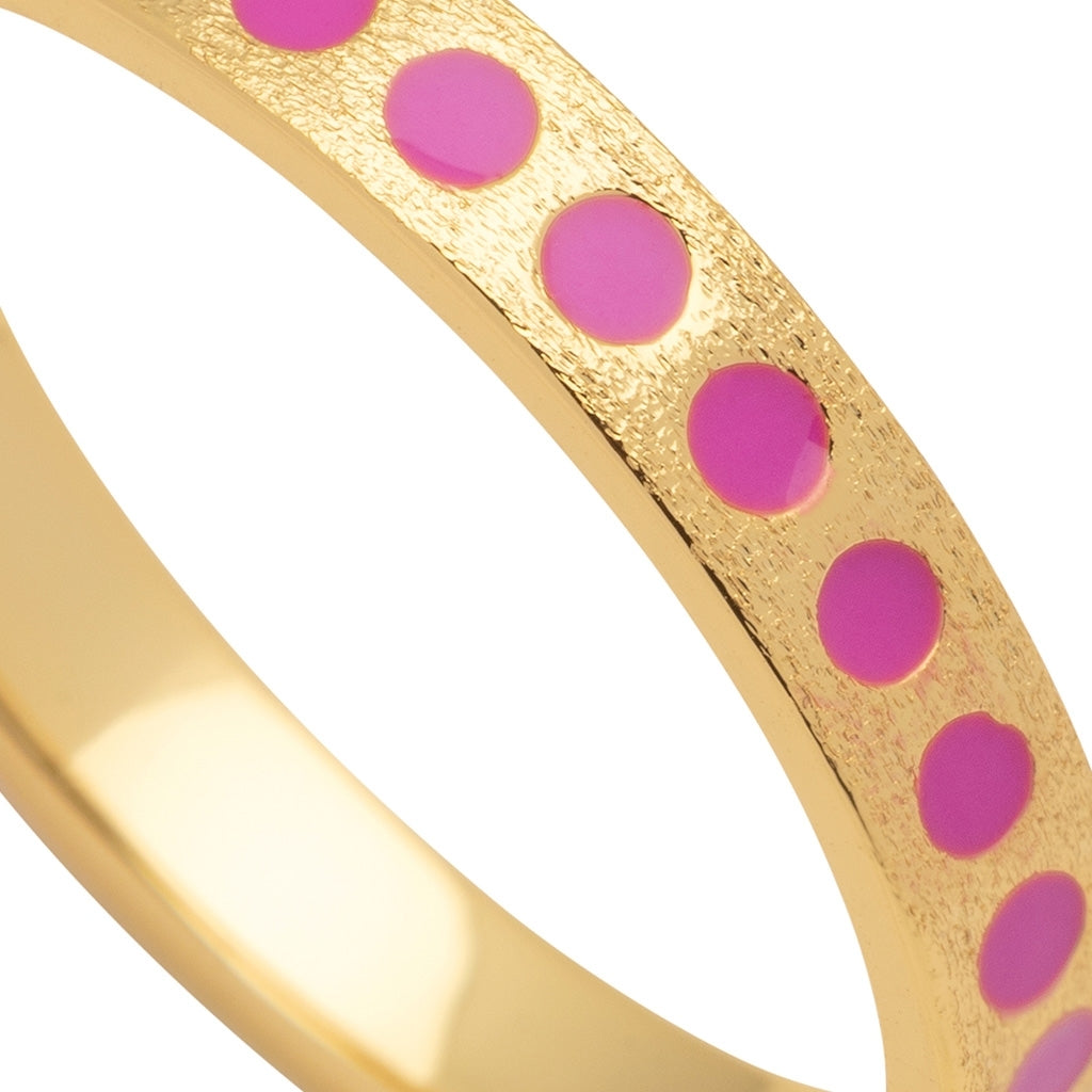 LULU Copenhagen Pattern Ring gold plated Rings Electric Fuchsia Pink