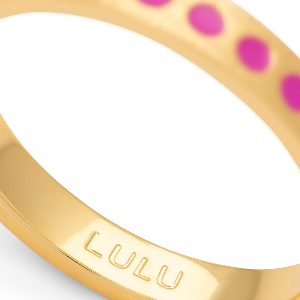 LULU Copenhagen Pattern Ring gold plated Rings Electric Fuchsia Pink