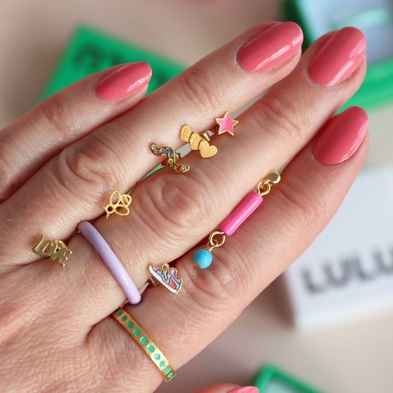 LULU Copenhagen Pattern Ring gold plated Rings Light Green