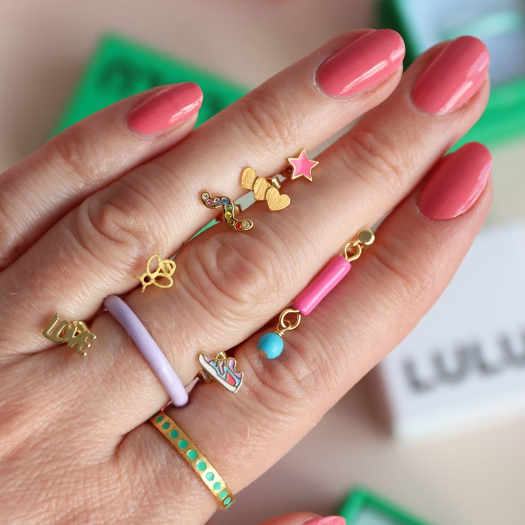 LULU Copenhagen Pattern Ring gold plated Rings Purple Harvest