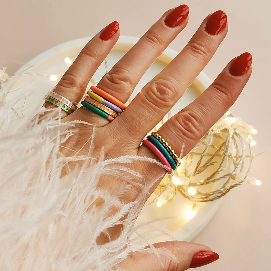 LULU Copenhagen Pattern Ring gold plated Rings Skyride Blue