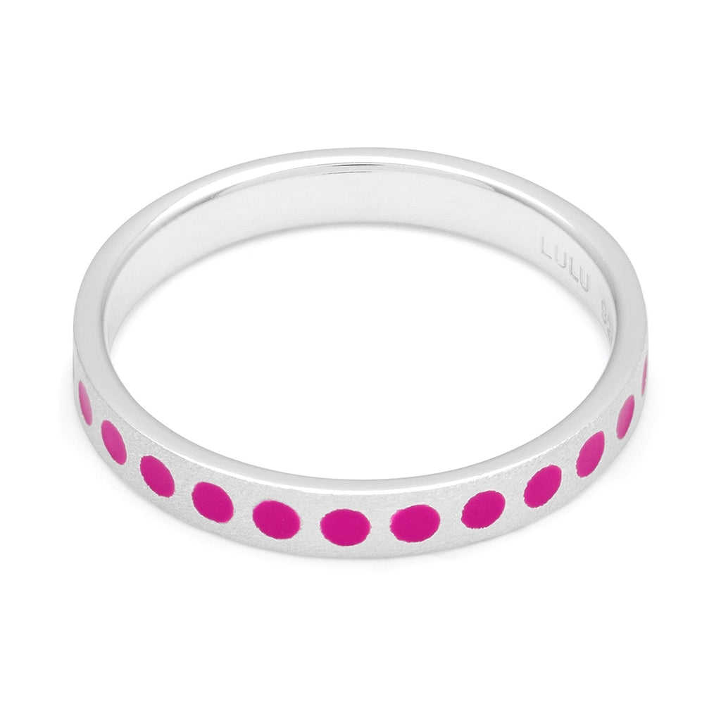 LULU Copenhagen Pattern Ring silver Rings Electric Fuchsia Pink