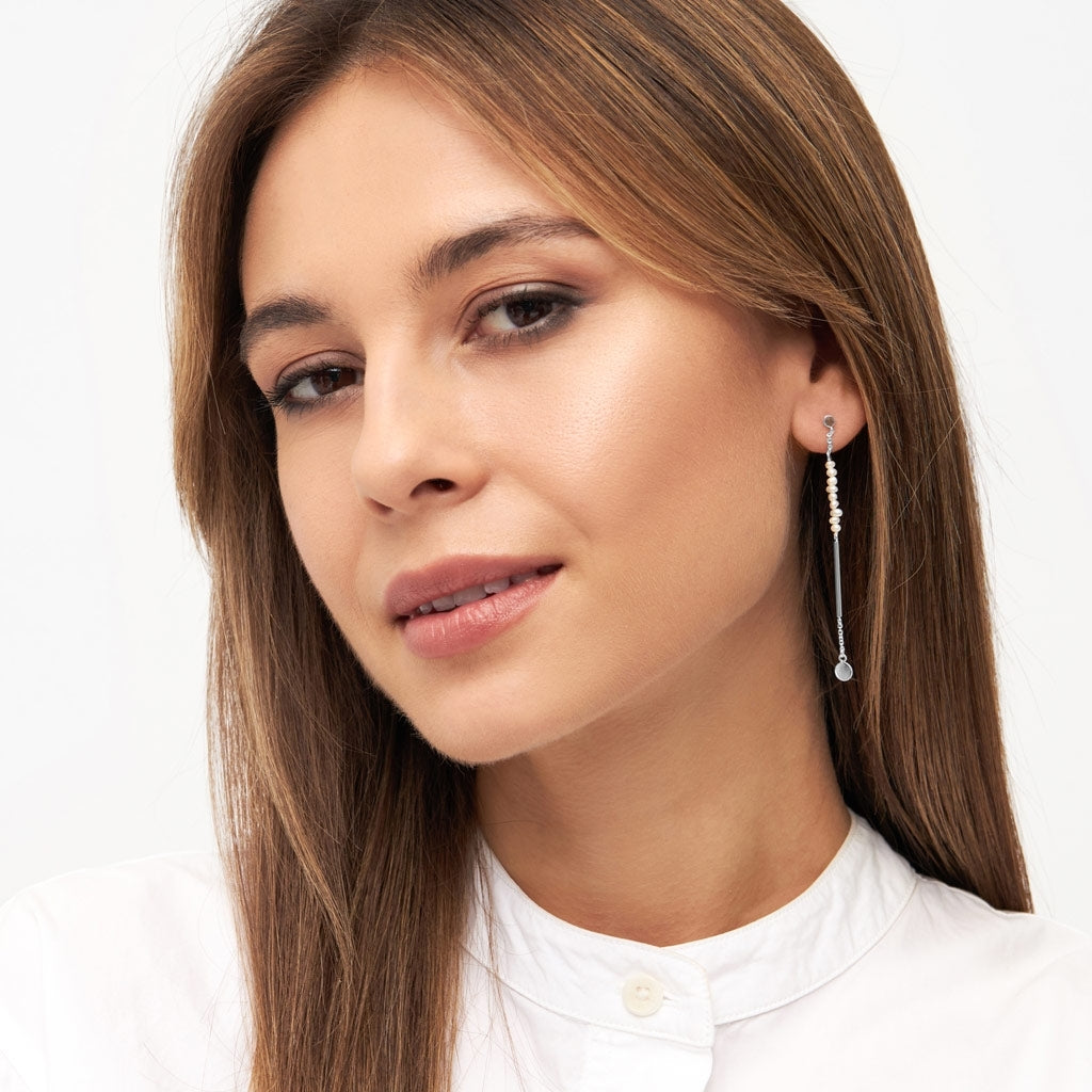 LULU Copenhagen Pearls & Pin earring 1 pcs Ear stud, 1 pcs Silver Plated