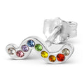 Snaky earring 1 pcs silver plated - Rainbow