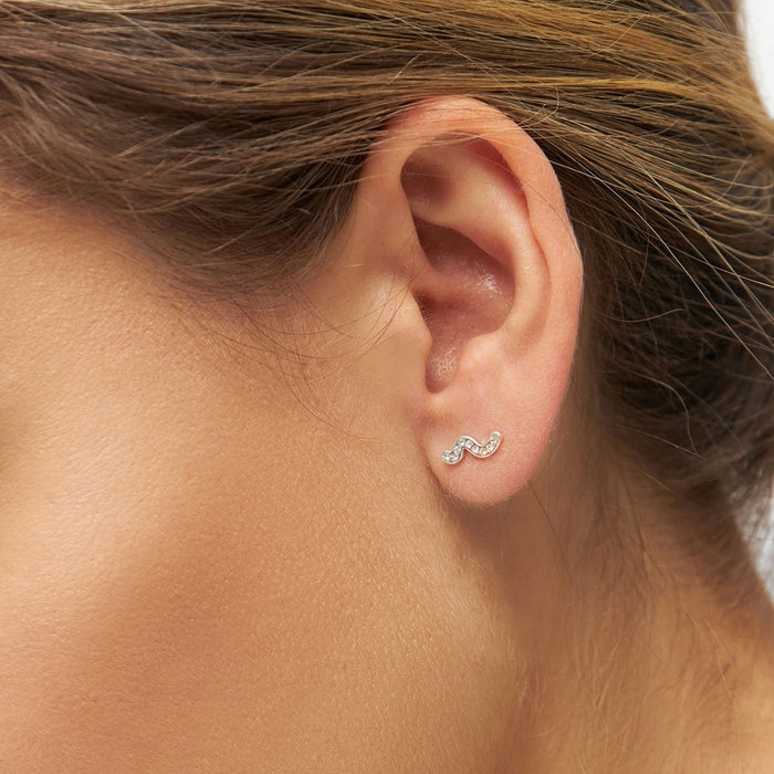 Lulu Snaky Earring 1 Pcs Gold Plated - Green