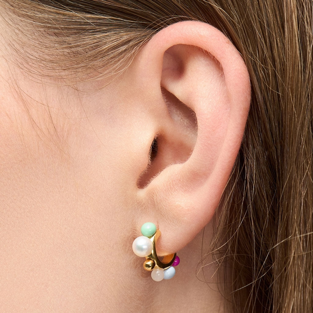 LULU Copenhagen Space Hoops Pair gold plated Hoops Skyride Blue