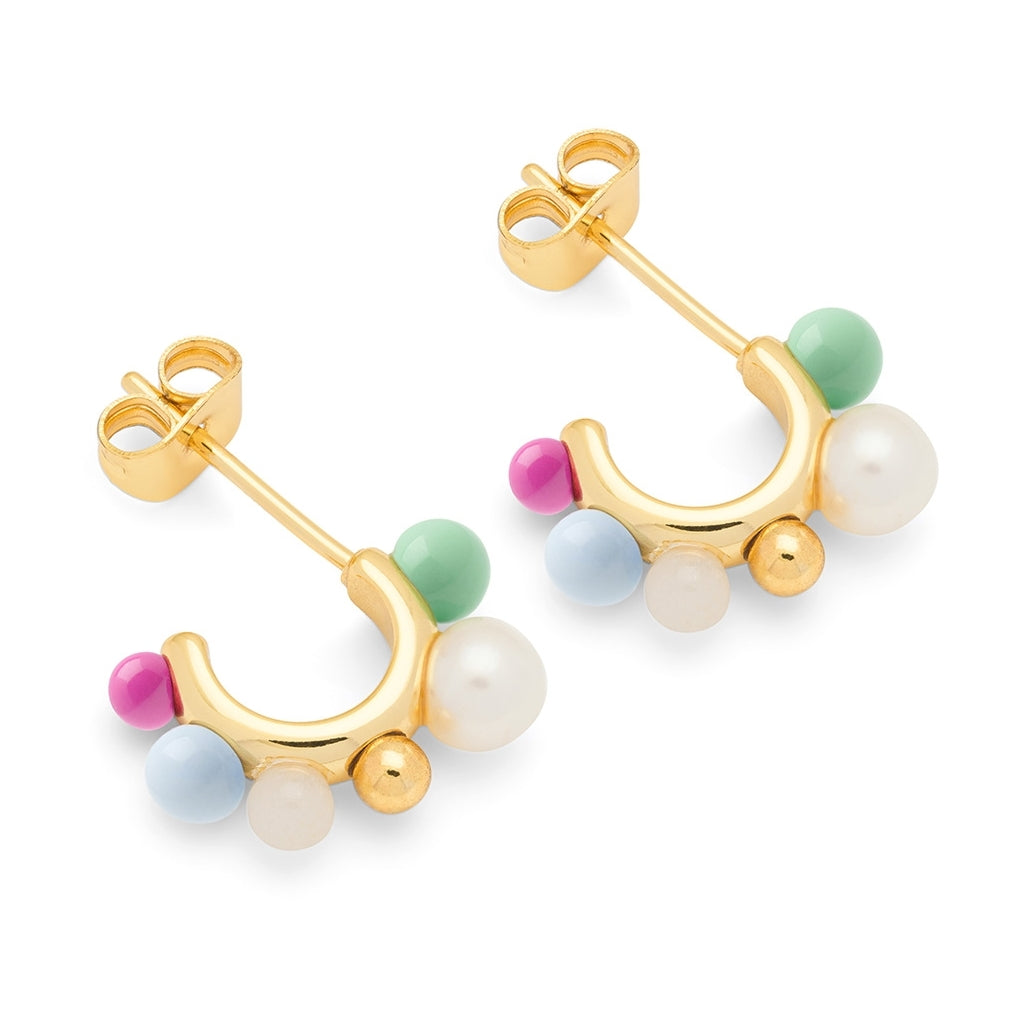 LULU Copenhagen Space Hoops Pair gold plated Hoops Skyride Blue