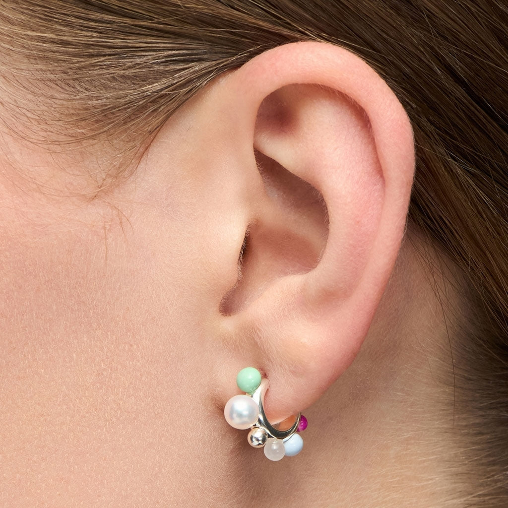 LULU Copenhagen Space Hoops Pair silver plated Hoops Skyride Blue