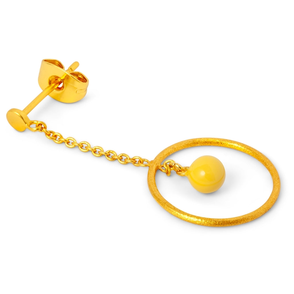 LULU Copenhagen Topping Short Loop Ball earring 1 pcs Ear stud, 1 pcs Yellow
