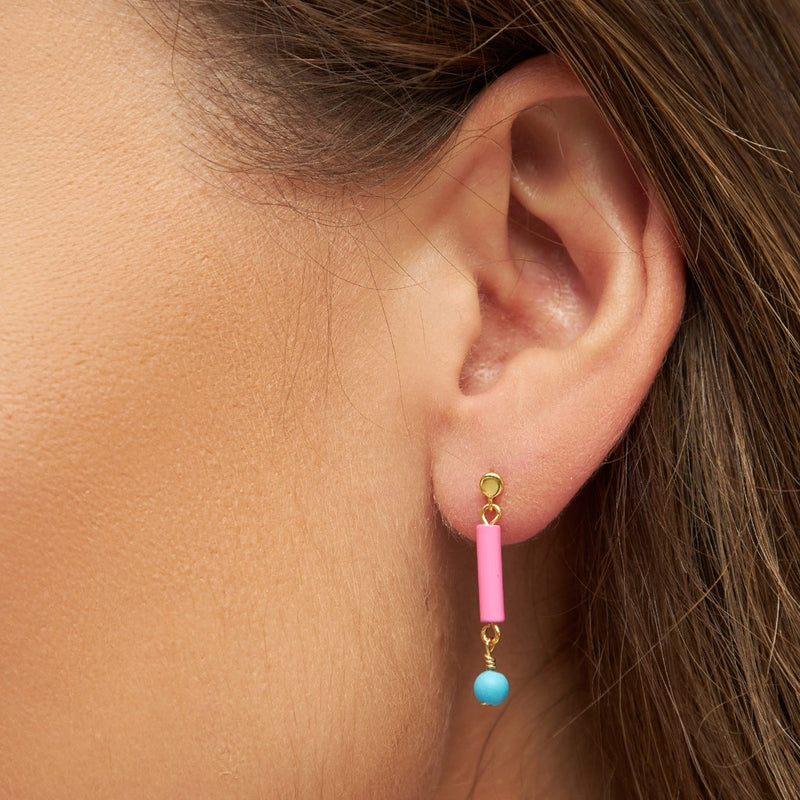 LULU Copenhagen Topping Short Pipe 1 pcs Ear stud, 1 pcs Pink