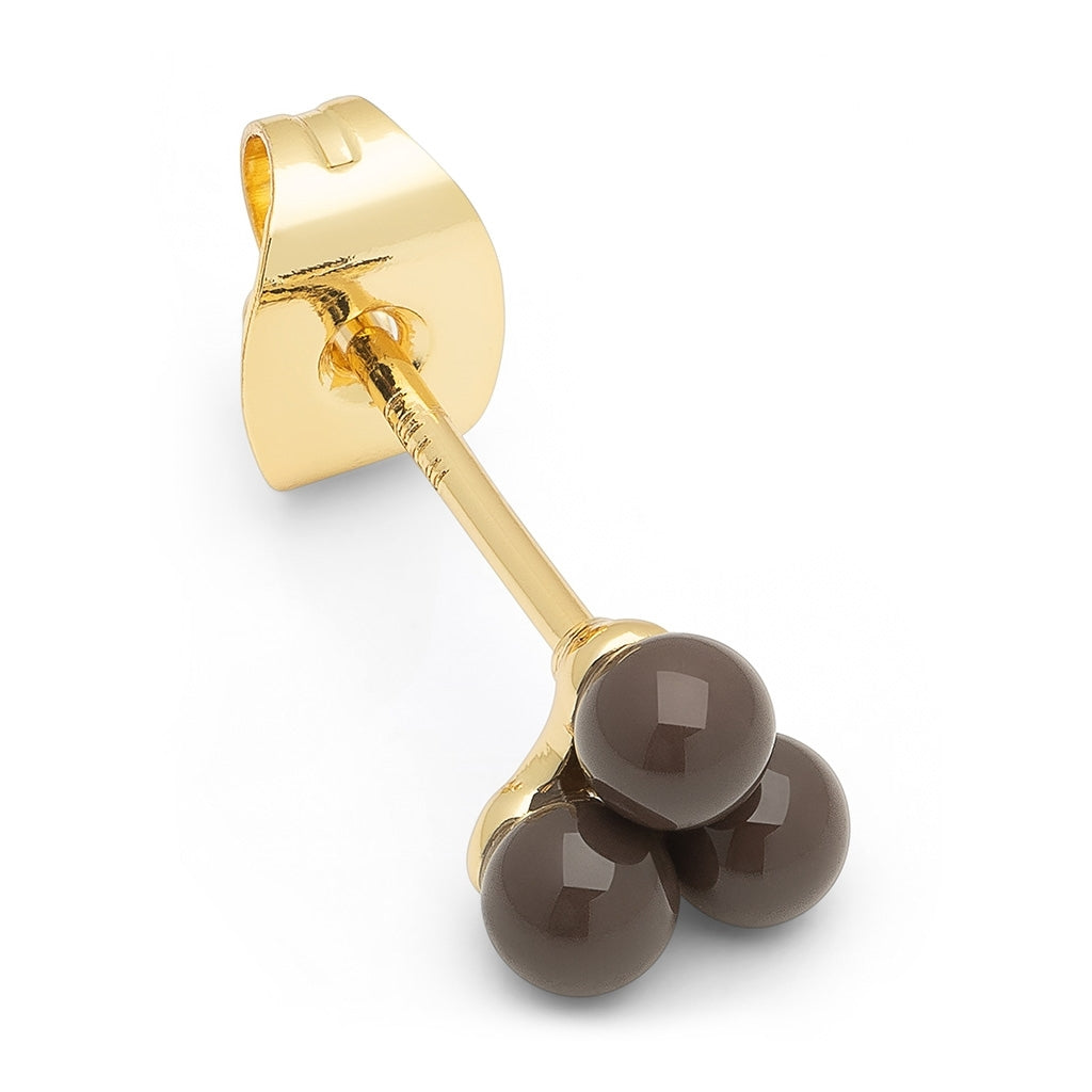 LULU Copenhagen Trio earring 1 pcs - enamel Ear stud, 1 pcs Cocoa Powder