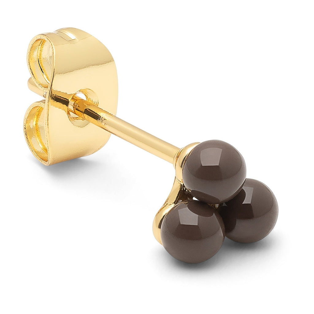 LULU Copenhagen Trio earring 1 pcs - enamel Ear stud, 1 pcs Cocoa Powder
