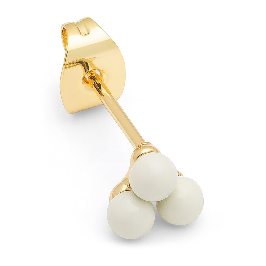 LULU Copenhagen Trio earring 1 pcs - enamel Ear stud, 1 pcs Coconut Milk