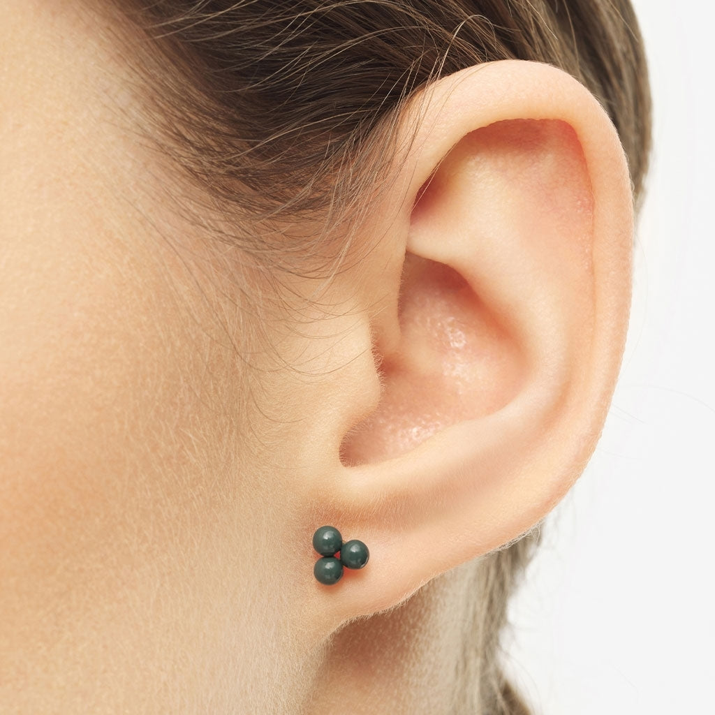 LULU Copenhagen Trio earring 1 pcs - enamel Ear stud, 1 pcs North Sea Green