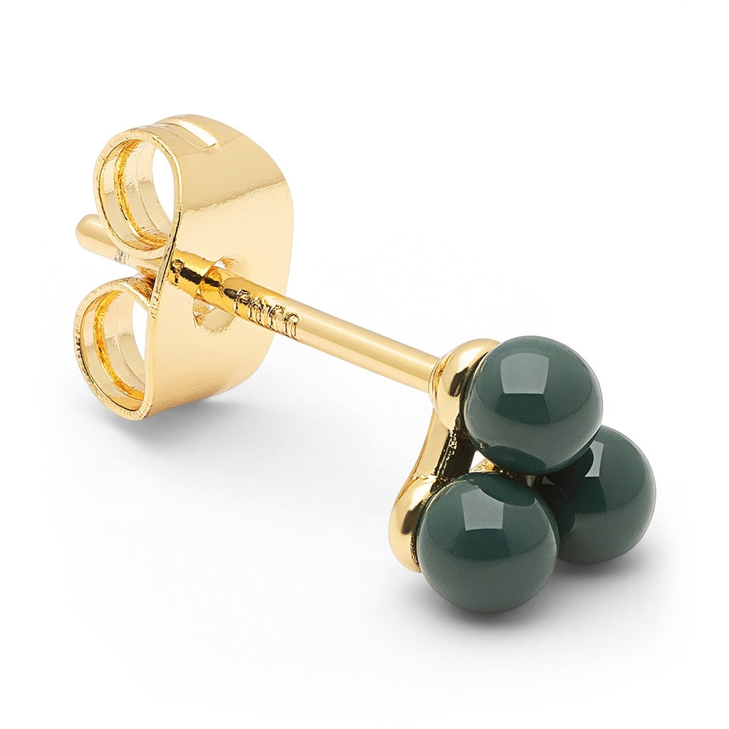 LULU Copenhagen Trio earring 1 pcs - enamel Ear stud, 1 pcs North Sea Green