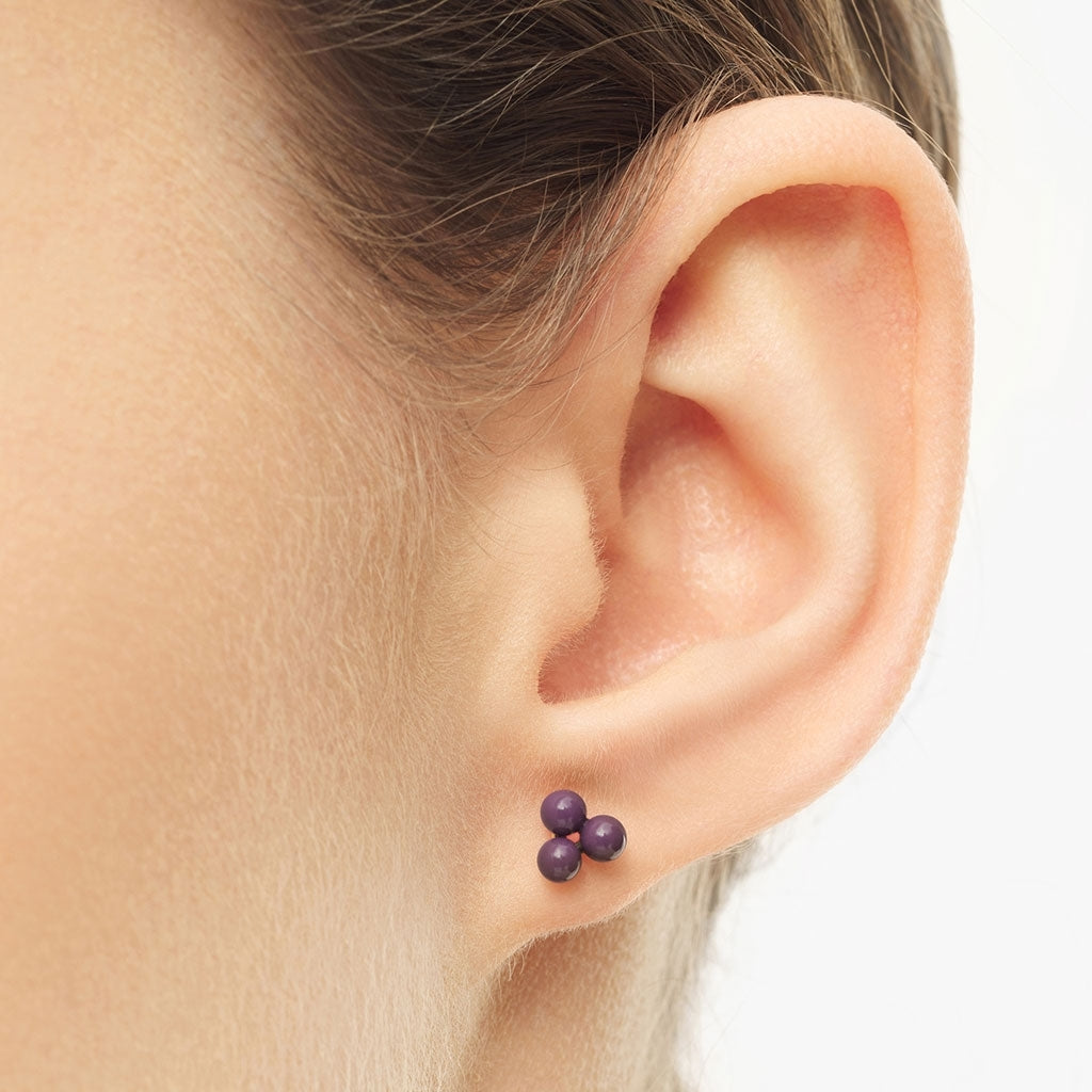 LULU Copenhagen Trio earring 1 pcs - enamel Ear stud, 1 pcs Purple Harvest